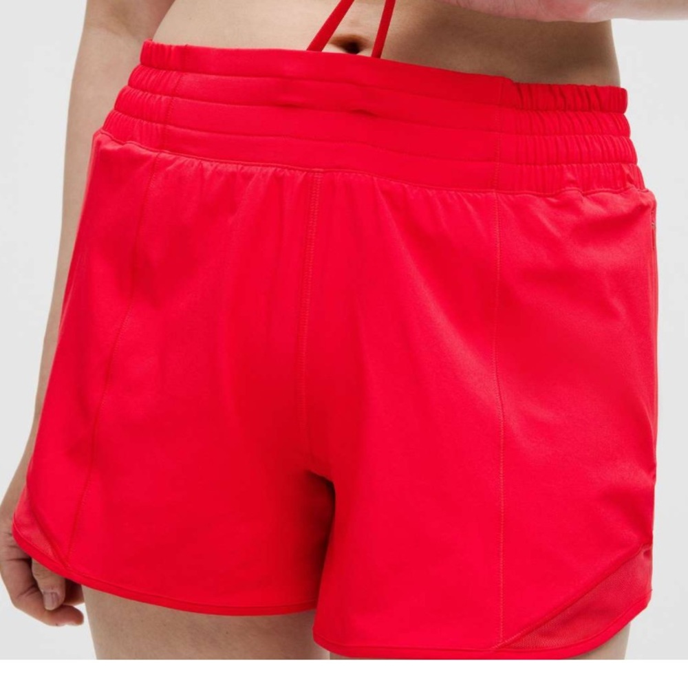 Lululemon Red Glow Hotty Hot Shorts-4" - Picture 4 of 5